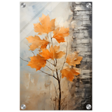 Autumn Maple Leaves by Birch Tree – Modern Nature Wall Art - Acrylic Print - 30x45 cm / 12x18″ - 