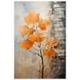 Autumn Maple Leaves by Birch Tree – Modern Nature Wall Art - Fine Art Poster - 30x45 cm / 12x18″ - 
