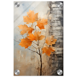 Autumn Maple Leaves by Birch Tree – Modern Nature Wall Art - Acrylic Print - 20x30 cm / 8x12″ - 