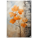 Autumn Maple Leaves by Birch Tree – Modern Nature Wall Art - Acrylic Print - 40x60 cm / 16x24″ - 