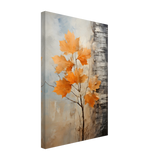 Autumn Maple Leaves by Birch Tree – Modern Nature Wall Art - Canvas - 30x45 cm / 12x18″ - 