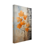 Autumn Maple Leaves by Birch Tree – Modern Nature Wall Art - Canvas - 20x30 cm / 8x12″ - 