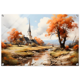 Autumn Serenity by the Chapel – Countryside Landscape Wall Art Print - Acrylic Print - 50x75 cm / 20x30″ - 