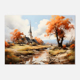 Autumn Serenity by the Chapel – Countryside Landscape Wall Art Print - Aluminum Print - 70x100 cm / 28x40″ - 