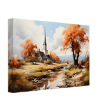 Autumn Serenity by the Chapel – Countryside Landscape Wall Art Print - Canvas - 20x30 cm / 8x12″ - 