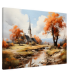 Autumn Serenity by the Chapel – Countryside Landscape Wall Art Print - Canvas - 70x100 cm / 28x40″ - 