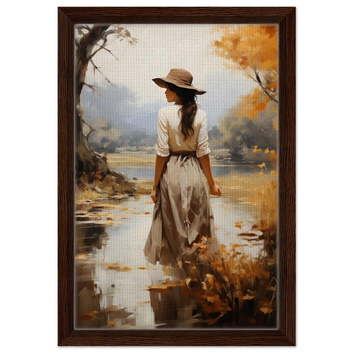 Autumn’s Serenity | Nature Portrait Art Print - Framed Canvas - 30x45 cm / 12x18″ - Dark wood frame