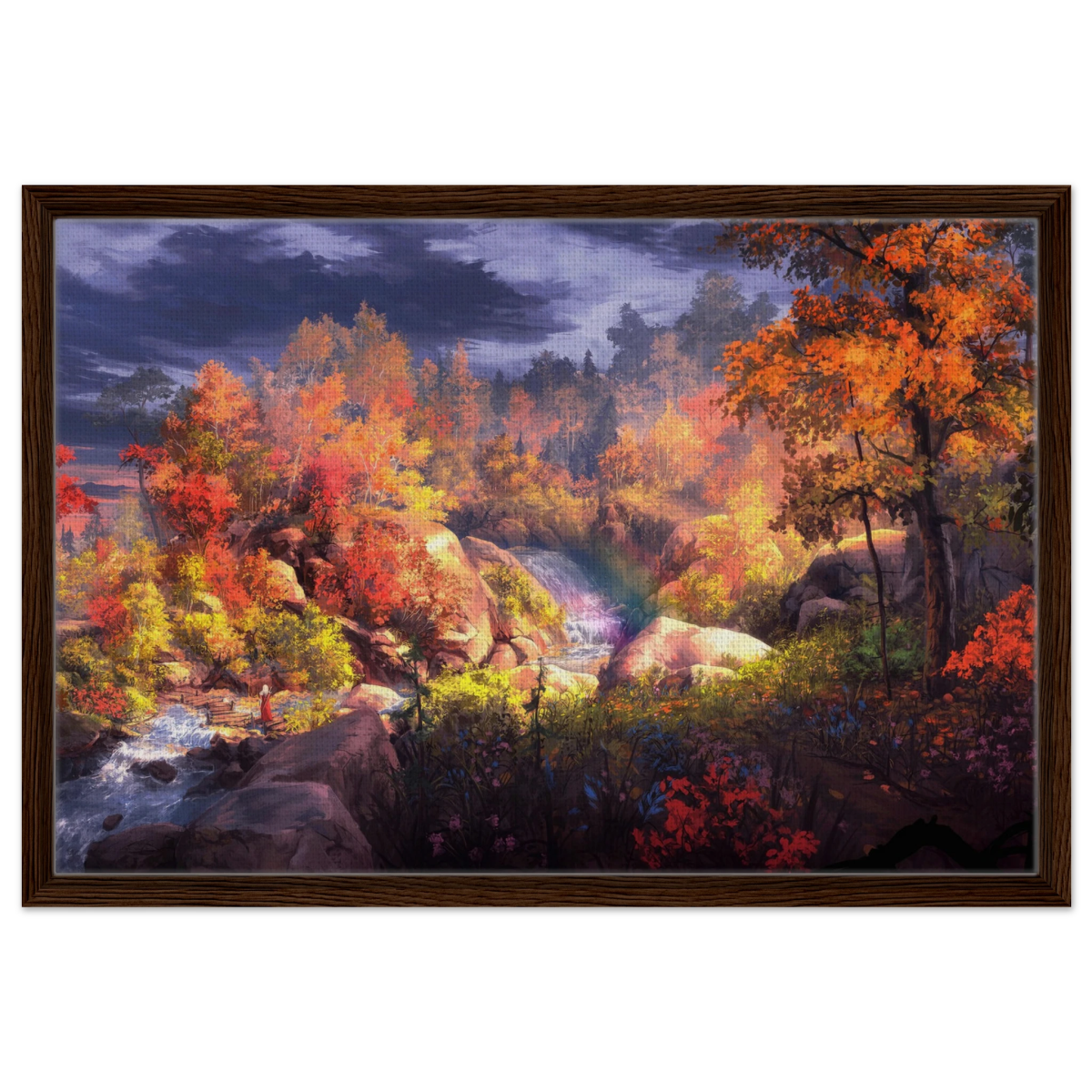 Autumn's Whisper | Tranquil Nature Escape | Nature Wall art Print - 50x75 cm / 20x30″ - Framed Canvas - Dark wood frame