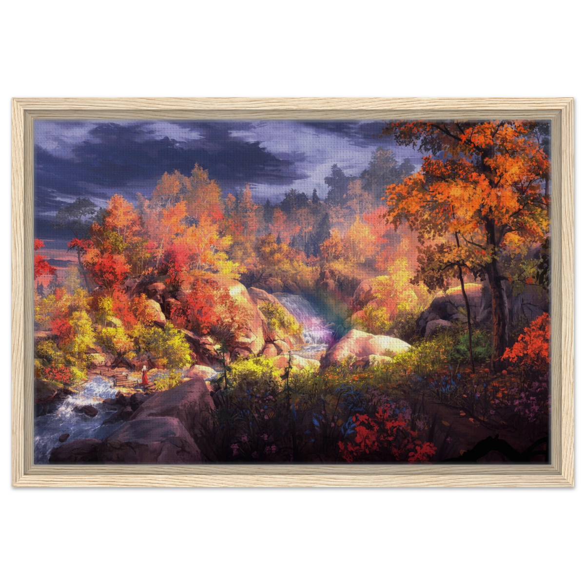 Autumn's Whisper | Tranquil Nature Escape | Nature Wall art Print - 40x60 cm / 16x24″ - Framed Canvas - Wood frame