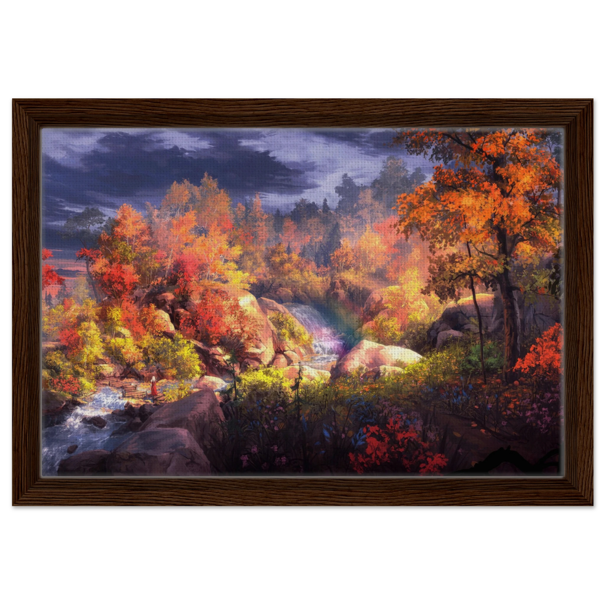 Autumn's Whisper | Tranquil Nature Escape | Nature Wall art Print - 30x45 cm / 12x18″ - Framed Canvas - Dark wood frame