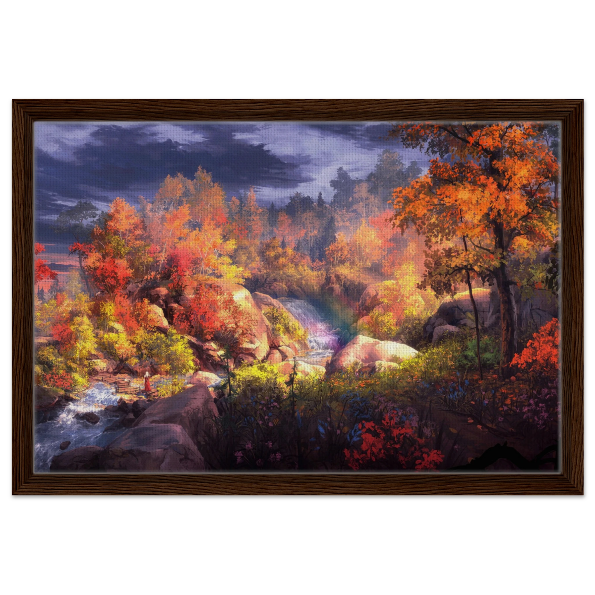 Autumn's Whisper | Tranquil Nature Escape | Nature Wall art Print - 40x60 cm / 16x24″ - Framed Canvas - Dark wood frame
