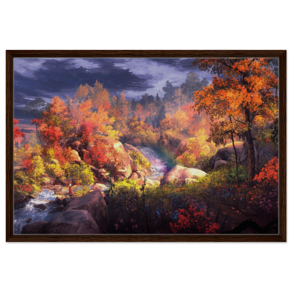 Autumn's Whisper | Tranquil Nature Escape | Nature Wall art Print - 60x90 cm / 24x36″ - Framed Canvas - Dark wood frame