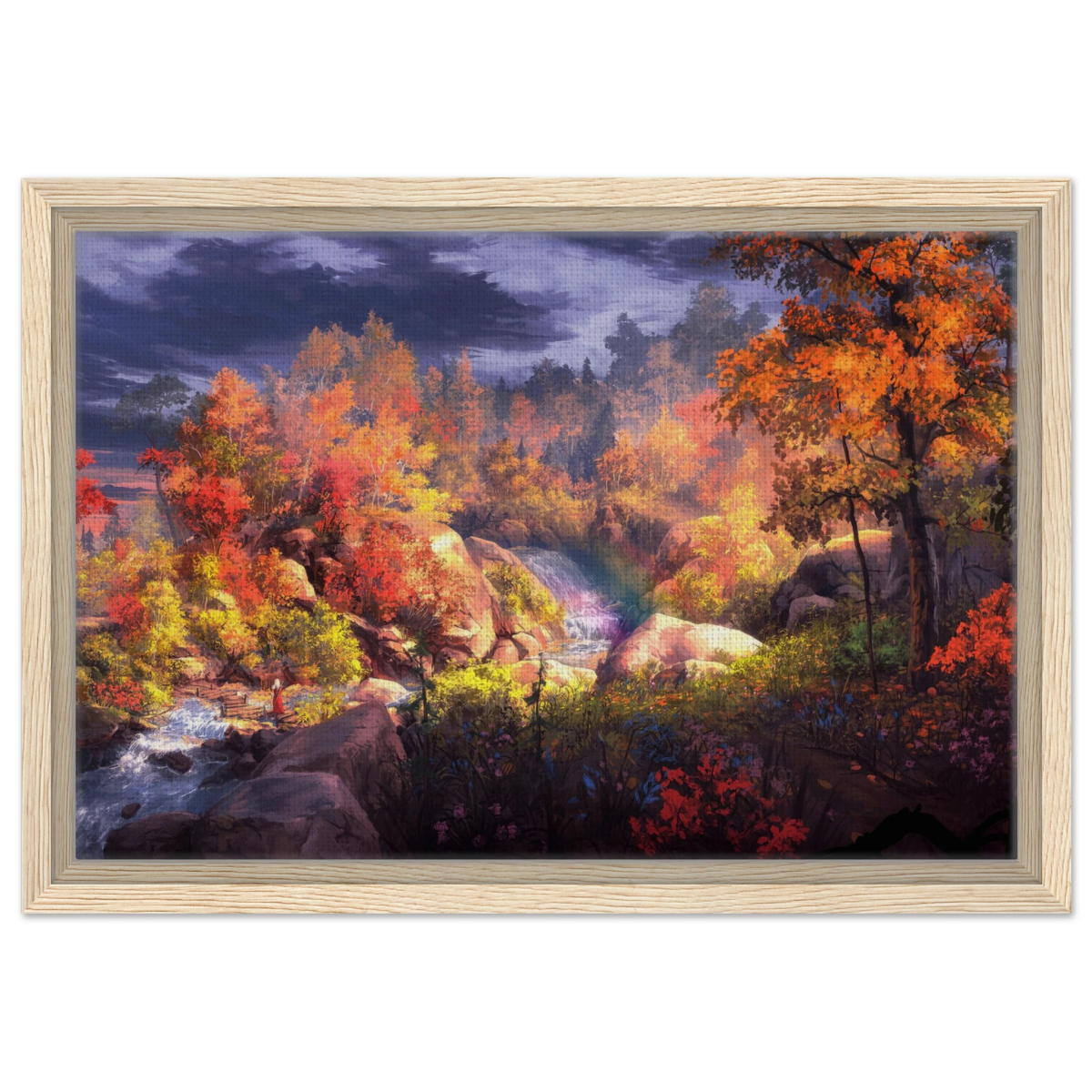 Autumn's Whisper | Tranquil Nature Escape | Nature Wall art Print - 30x45 cm / 12x18″ - Framed Canvas - Wood frame