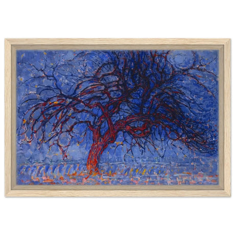 Avond (Evening): The Red Tree 1908 by Piet Mondrian | Vintage wall art print - Framed Canvas - 30x45 cm / 12x18″ - Wood frame