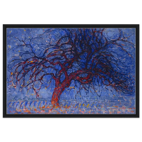 Avond (Evening): The Red Tree 1908 by Piet Mondrian | Vintage wall art print - Framed Canvas - 60x90 cm / 24x36″ - Black frame