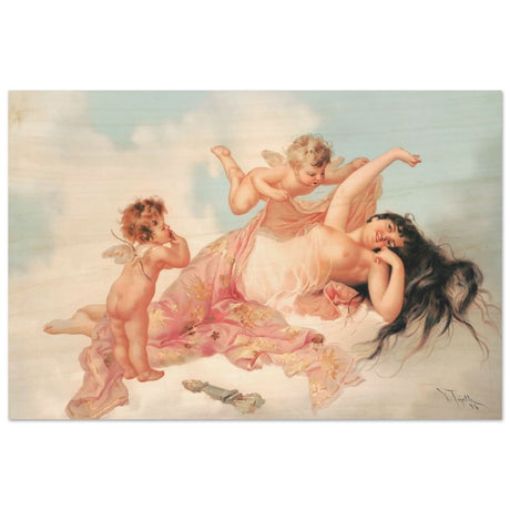 Awakening of love 1894 by Virgilio Tojetti | Vintage wall art print - Wood Prints - 40x60 cm / 16x24″ - 