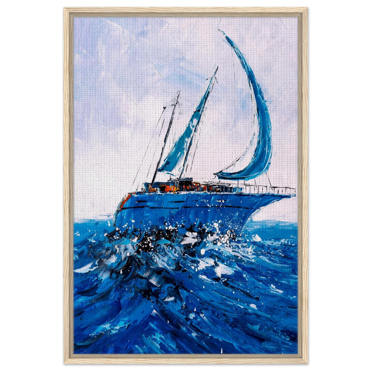 "Azure Ascent" – Sailing the Rhythm of the Sea | Wall art Print - Framed Canvas - 60x90 cm / 24x36″ - Wood frame