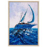 "Azure Ascent" – Sailing the Rhythm of the Sea | Wall art Print - Framed Canvas - 60x90 cm / 24x36″ - Wood frame