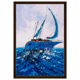 "Azure Ascent" – Sailing the Rhythm of the Sea | Wall art Print - Framed Canvas - 50x75 cm / 20x30″ - Dark wood frame