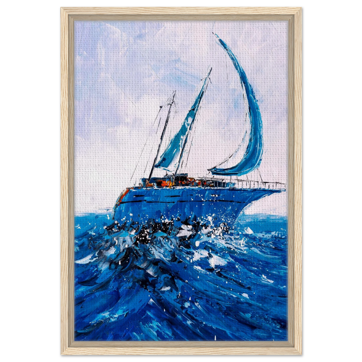 "Azure Ascent" – Sailing the Rhythm of the Sea | Wall art Print - Framed Canvas - 40x60 cm / 16x24″ - Wood frame