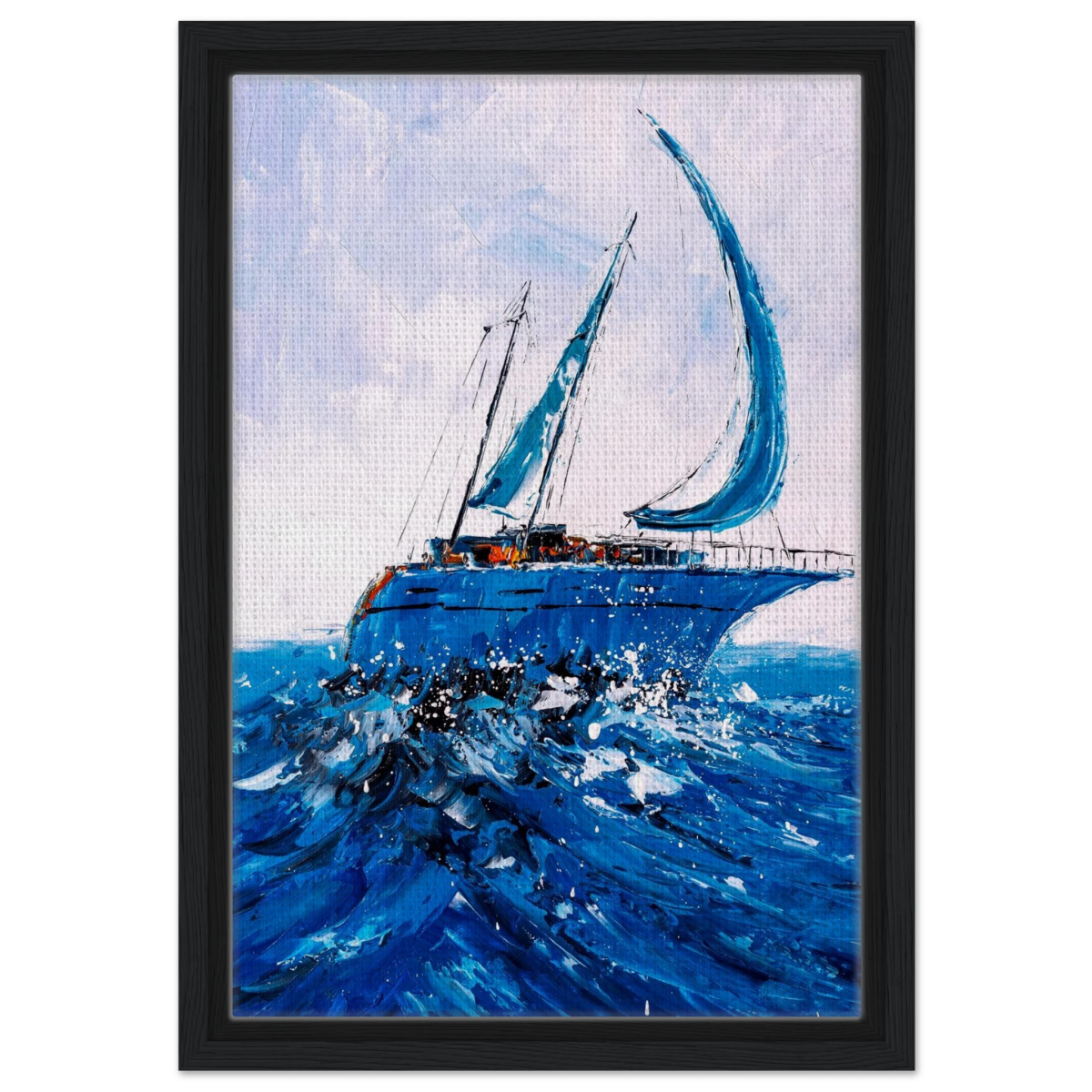 "Azure Ascent" – Sailing the Rhythm of the Sea | Wall art Print - Framed Canvas - 30x45 cm / 12x18″ - Black frame