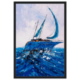 "Azure Ascent" – Sailing the Rhythm of the Sea | Wall art Print - Framed Canvas - 60x90 cm / 24x36″ - Black frame