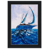 "Azure Ascent" – Sailing the Rhythm of the Sea | Wall art Print - Framed Canvas - 20x30 cm / 8x12″ - Black frame