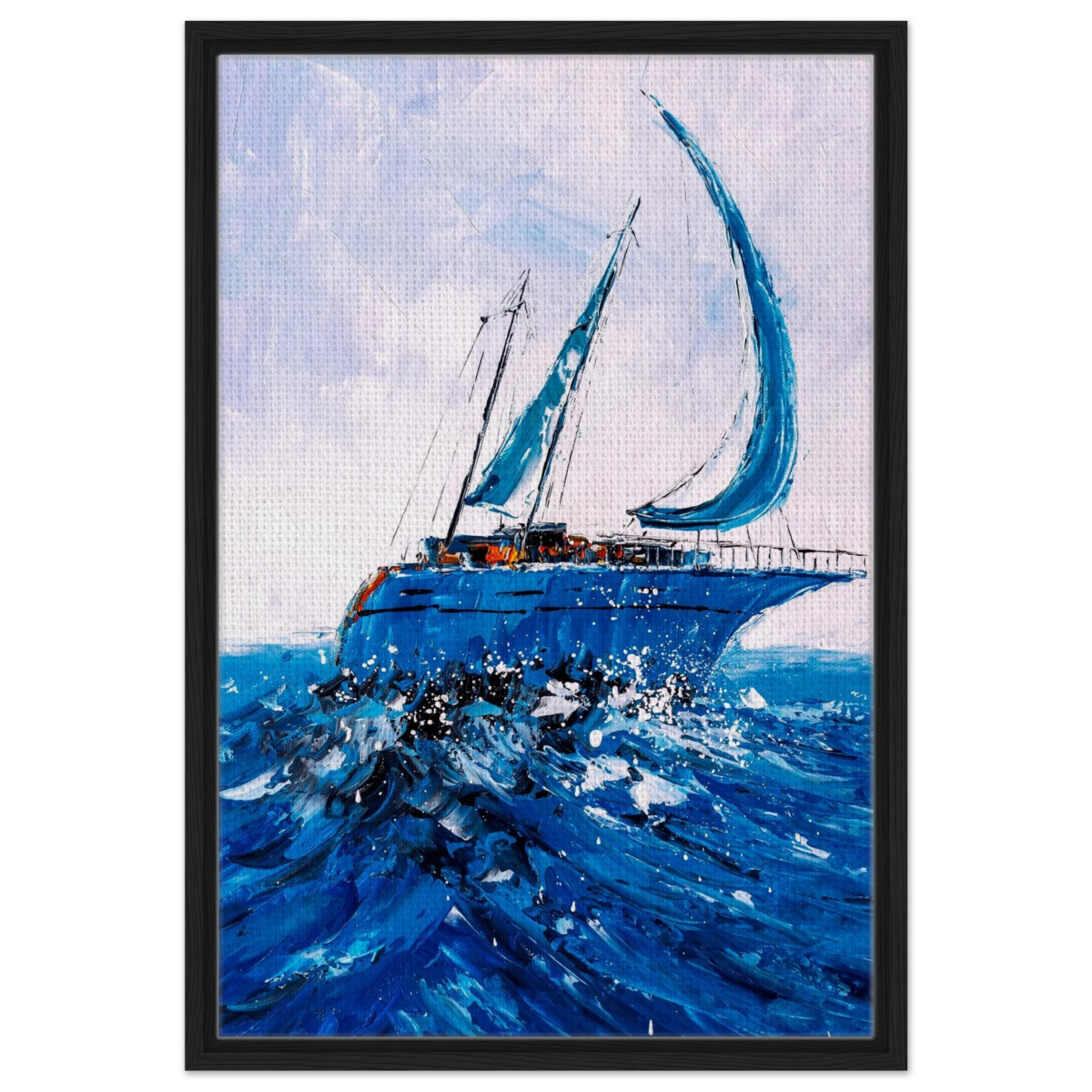 "Azure Ascent" – Sailing the Rhythm of the Sea | Wall art Print - Framed Canvas - 50x75 cm / 20x30″ - Black frame