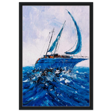 "Azure Ascent" – Sailing the Rhythm of the Sea | Wall art Print - Framed Canvas - 50x75 cm / 20x30″ - Black frame