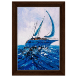 "Azure Ascent" – Sailing the Rhythm of the Sea | Wall art Print - Framed Canvas - 20x30 cm / 8x12″ - Dark wood frame