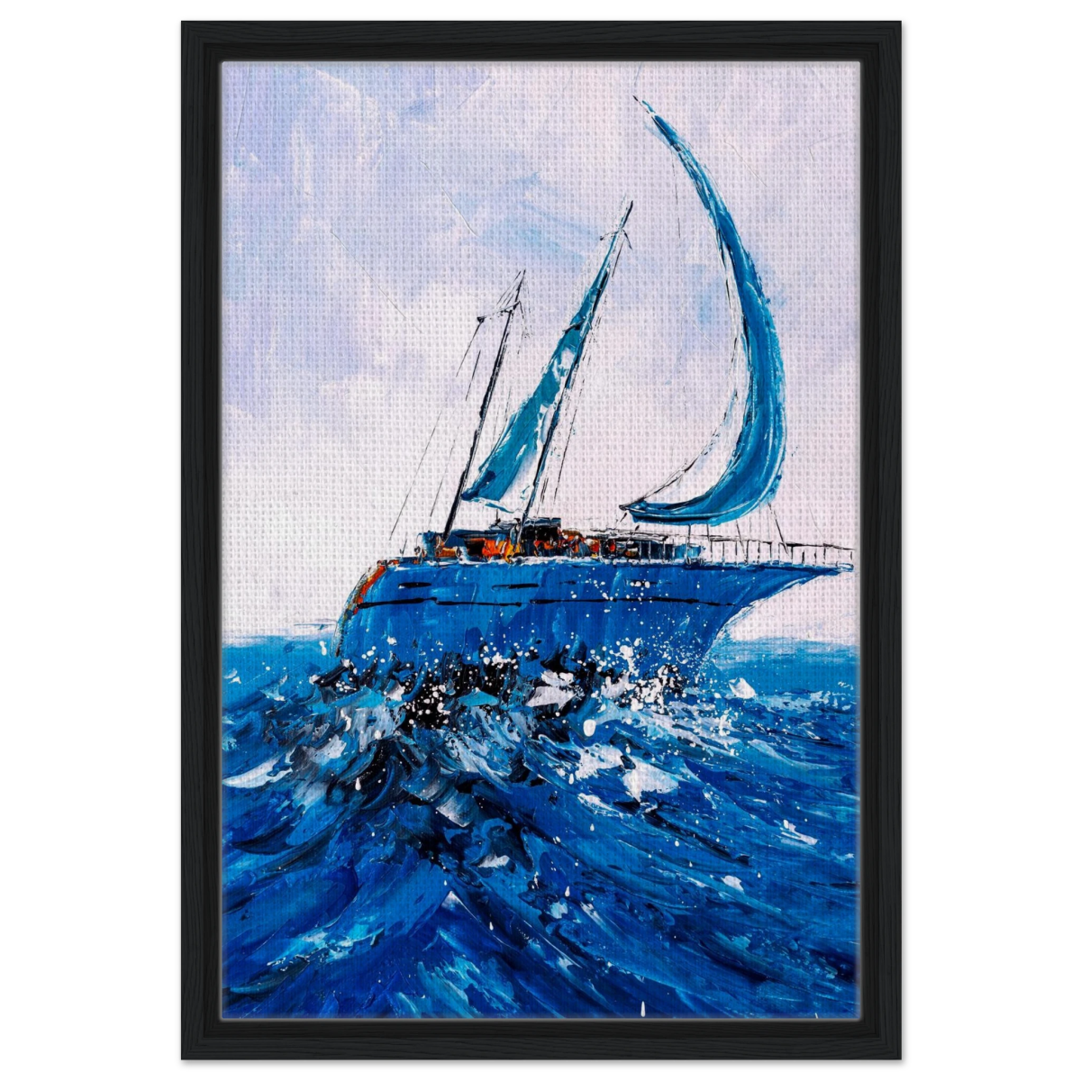 "Azure Ascent" – Sailing the Rhythm of the Sea | Wall art Print - Framed Canvas - 40x60 cm / 16x24″ - Black frame