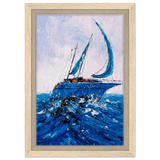 "Azure Ascent" – Sailing the Rhythm of the Sea | Wall art Print - Framed Canvas - 20x30 cm / 8x12″ - Wood frame