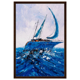 "Azure Ascent" – Sailing the Rhythm of the Sea | Wall art Print - Framed Canvas - 60x90 cm / 24x36″ - Dark wood frame