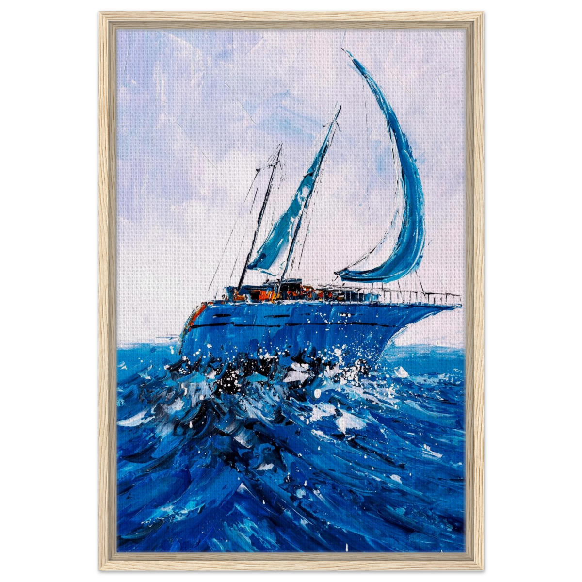"Azure Ascent" – Sailing the Rhythm of the Sea | Wall art Print - Framed Canvas - 50x75 cm / 20x30″ - Wood frame