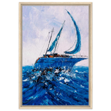 "Azure Ascent" – Sailing the Rhythm of the Sea | Wall art Print - Framed Canvas - 50x75 cm / 20x30″ - Wood frame