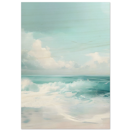 Azure Calm – Tranquil Ocean Horizon | Wall art print - Wood Prints - 70x100 cm / 28x40″ - 