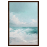 Azure Calm – Tranquil Ocean Horizon | Wall art print - Framed Canvas - 50x75 cm / 20x30″ - Dark wood frame