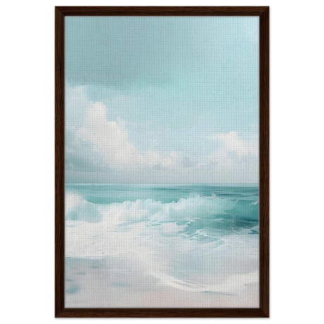 Azure Calm – Tranquil Ocean Horizon | Wall art print - Framed Canvas - 50x75 cm / 20x30″ - Dark wood frame