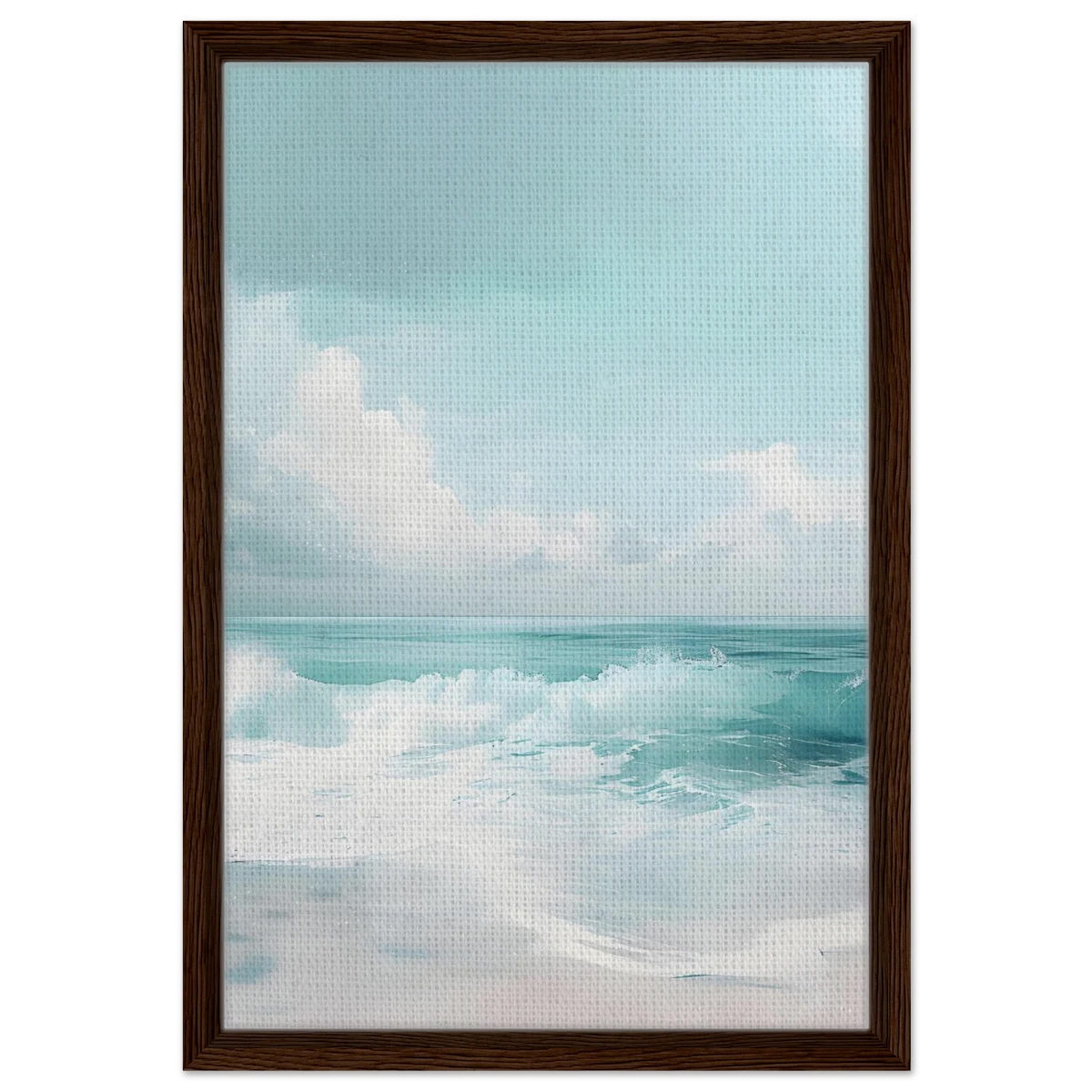 Azure Calm – Tranquil Ocean Horizon | Wall art print - Framed Canvas - 40x60 cm / 16x24″ - Dark wood frame