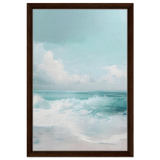 Azure Calm – Tranquil Ocean Horizon | Wall art print - Framed Canvas - 40x60 cm / 16x24″ - Dark wood frame