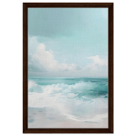 Azure Calm – Tranquil Ocean Horizon | Wall art print - Framed Canvas - 40x60 cm / 16x24″ - Dark wood frame