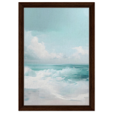 Azure Calm – Tranquil Ocean Horizon | Wall art print - Framed Canvas - 30x45 cm / 12x18″ - Dark wood frame