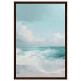 Azure Calm – Tranquil Ocean Horizon | Wall art print - Framed Canvas - 60x90 cm / 24x36″ - Dark wood frame