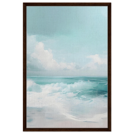 Azure Calm – Tranquil Ocean Horizon | Wall art print - Framed Canvas - 60x90 cm / 24x36″ - Dark wood frame