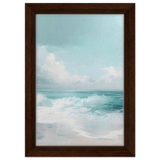 Azure Calm – Tranquil Ocean Horizon | Wall art print - Framed Canvas - 20x30 cm / 8x12″ - Dark wood frame