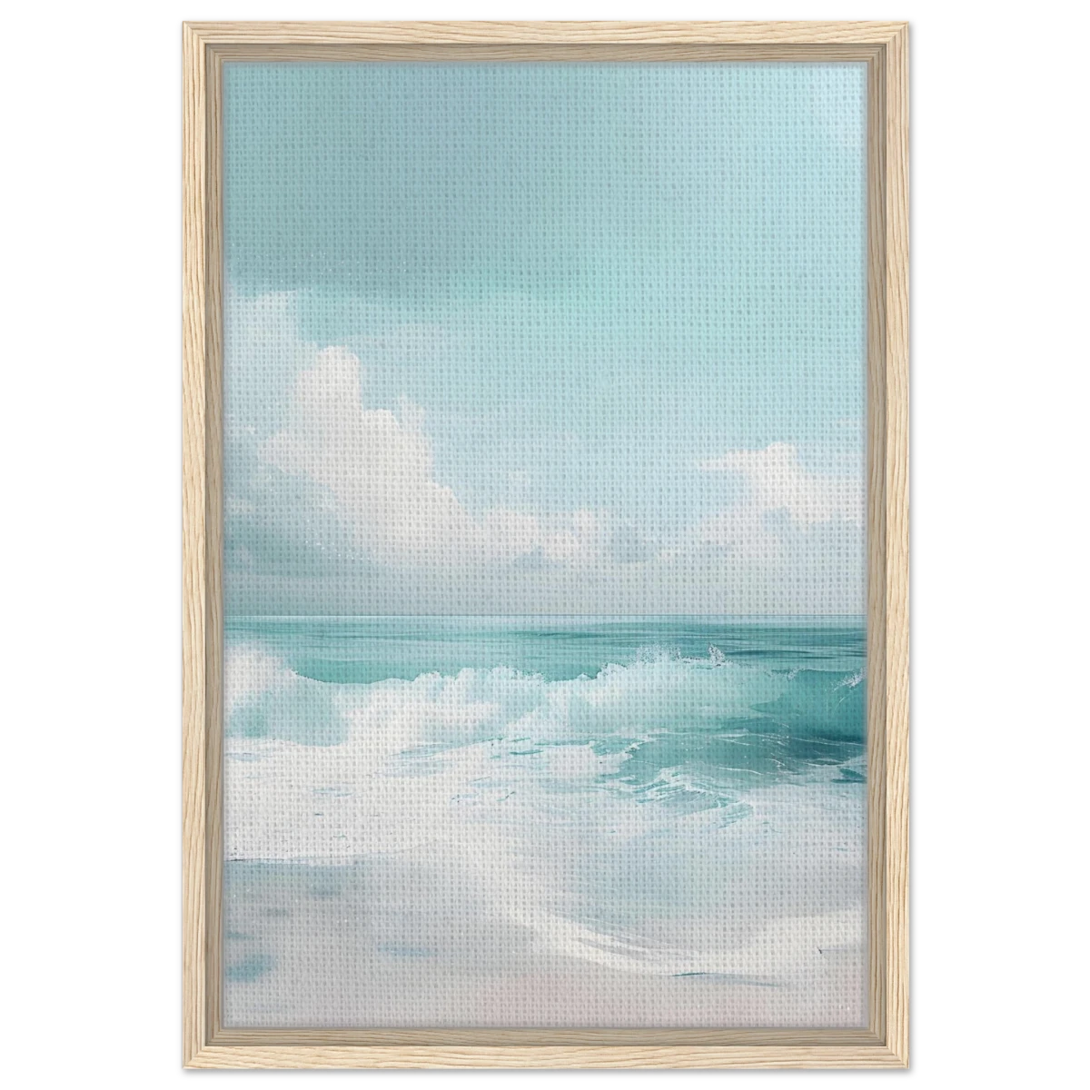 Azure Calm – Tranquil Ocean Horizon | Wall art print - Framed Canvas - 40x60 cm / 16x24″ - Wood frame