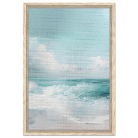 Azure Calm – Tranquil Ocean Horizon | Wall art print - Framed Canvas - 40x60 cm / 16x24″ - Wood frame