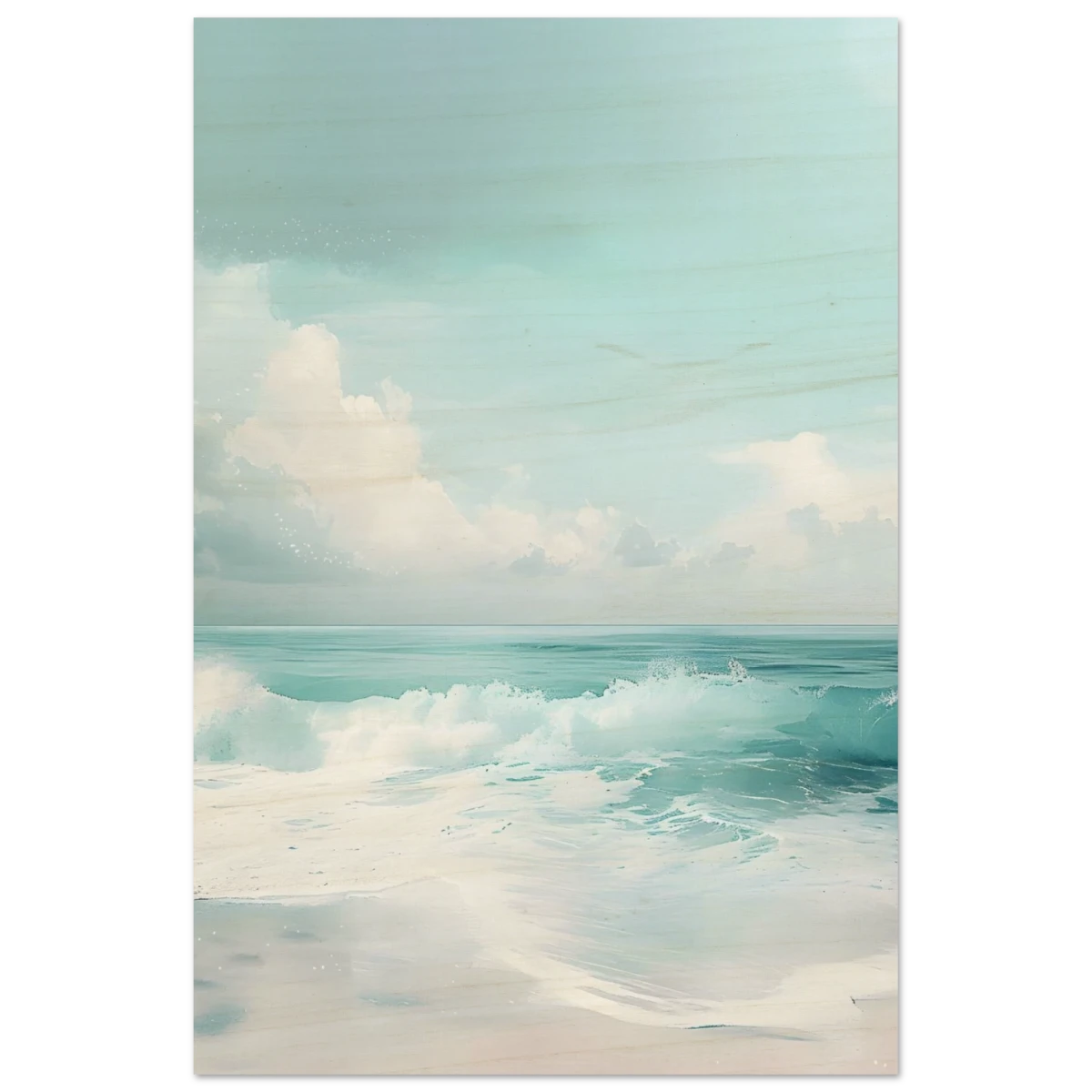 Azure Calm – Tranquil Ocean Horizon | Wall art print - Wood Prints - 20x30 cm / 8x12″ - 