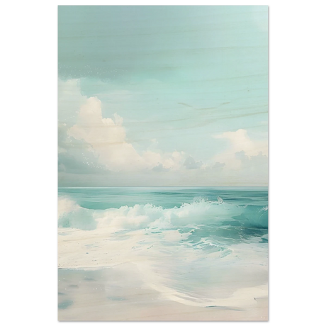 Azure Calm – Tranquil Ocean Horizon | Wall art print - Wood Prints - 20x30 cm / 8x12″ - 
