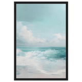 Azure Calm – Tranquil Ocean Horizon | Wall art print - Framed Canvas - 60x90 cm / 24x36″ - Black frame